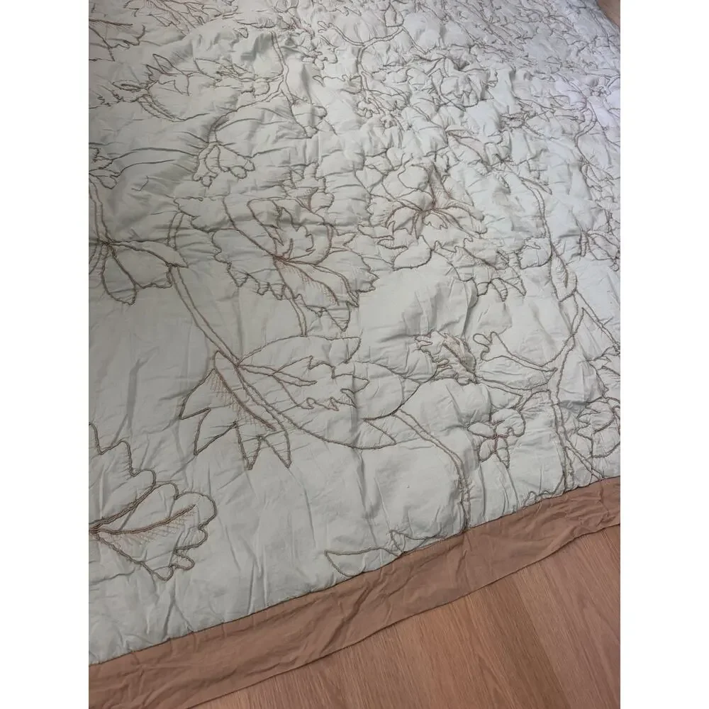 Vintage SOFT SURROUNDINGS sage/mint green Crinkle Comforter Queen Size